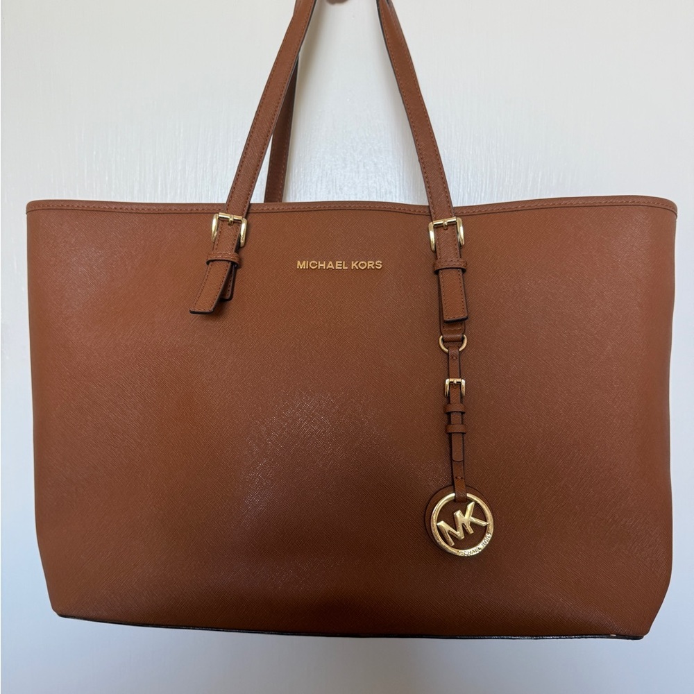 Michael Kors Brown Leather Tote with Gold Hardware